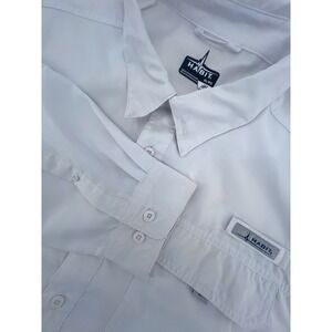 Habit Mens XL White Long Sleeve Fishing Shirt Vented Back UPF 40 Solar Factor